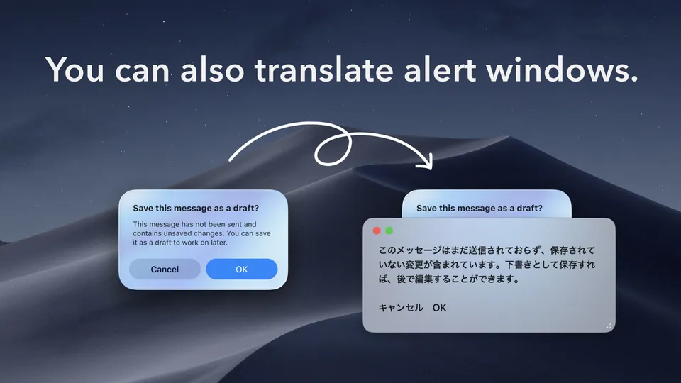 ScrTranslator の画面例:エラーメッセージ翻訳